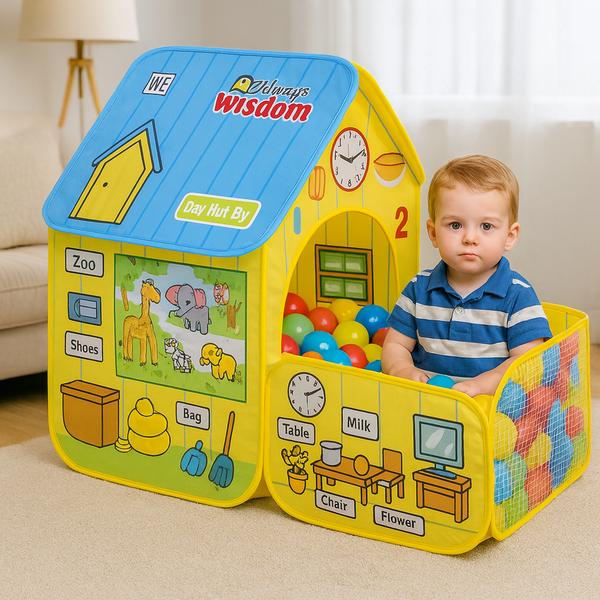 Spacious and fun Wisdom Tent House for kids, perfect for indoor and outdoor play. Encourages creativity, imaginative play, and adventure.