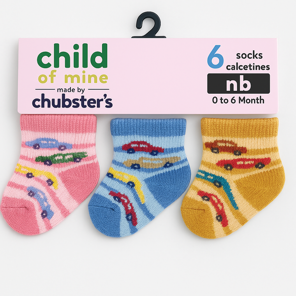 Pack of 6 baby socks 0–6 months soft cotton colorful set