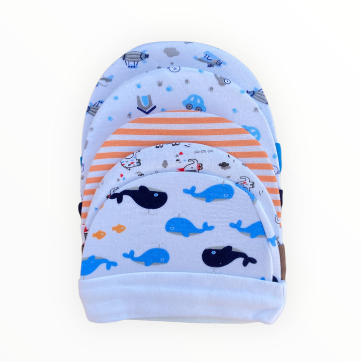Pack of 5 Unisex Cotton Baby Caps (0-6 Months) – Soft, Breathable & Comfortable
