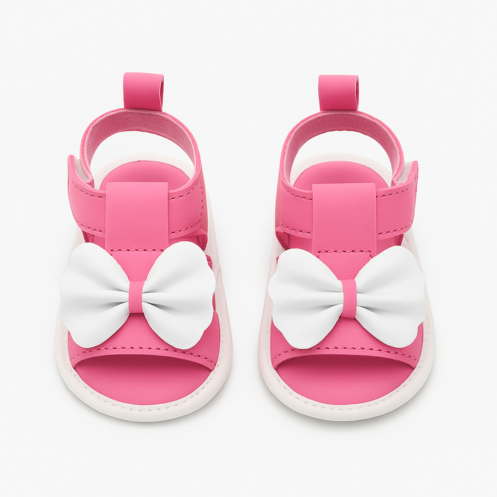 Pink Baby Bow Sandals – Soft Sole Stylish Shoes for Baby Girls 0–12 Months in Pakistan