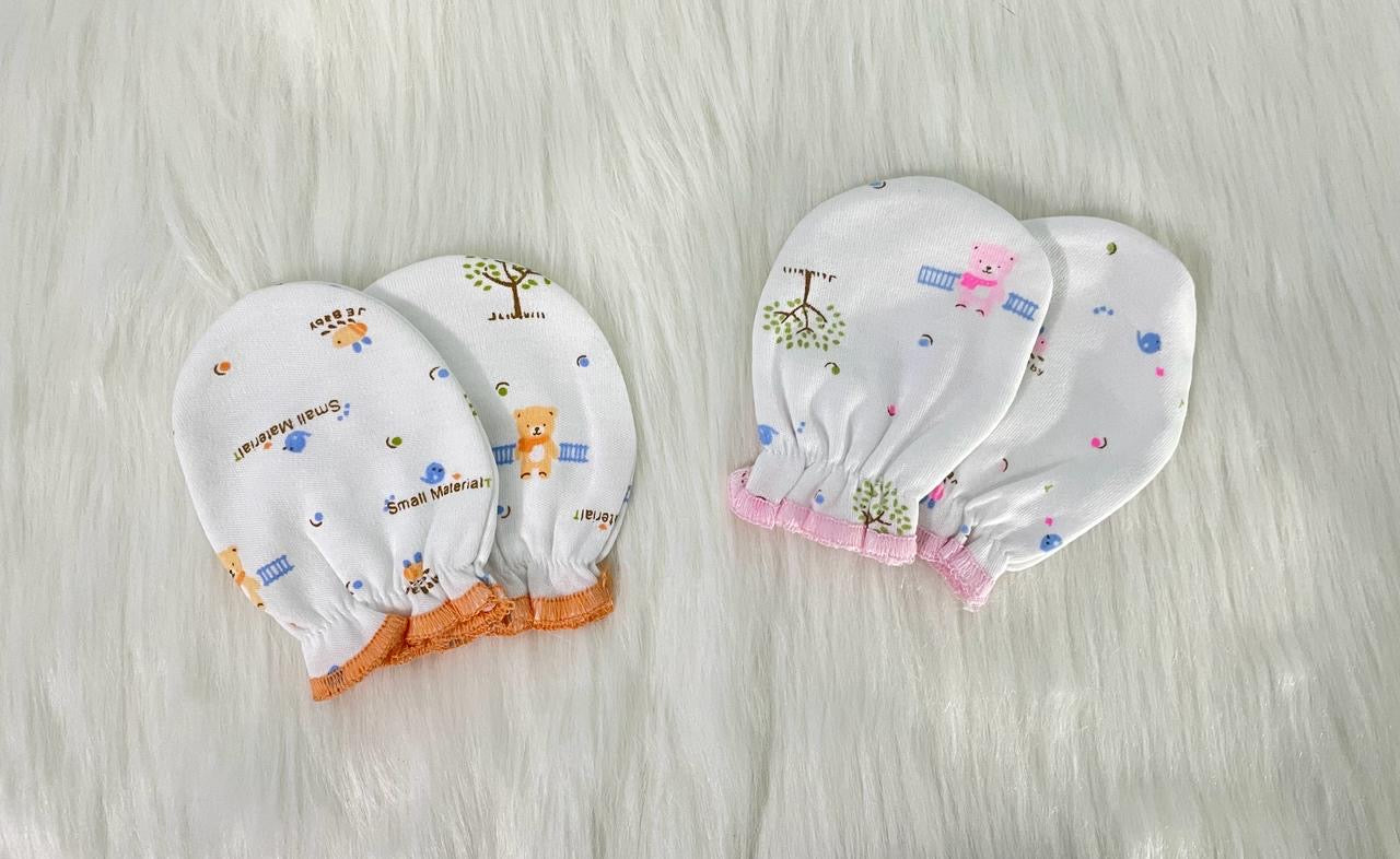 Baby Mittens 100% Cotton (4 Pcs Pack of 2)