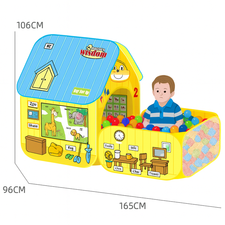 Spacious and fun Wisdom Tent House for kids, perfect for indoor and outdoor play. Encourages creativity, imaginative play, and adventure.
