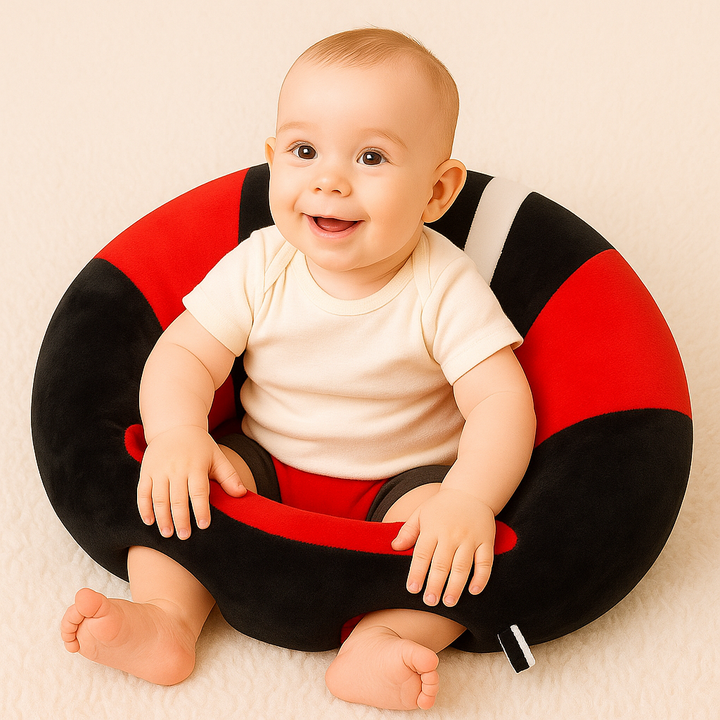 Red baby support seat sitting chair plush fabric infant cushion