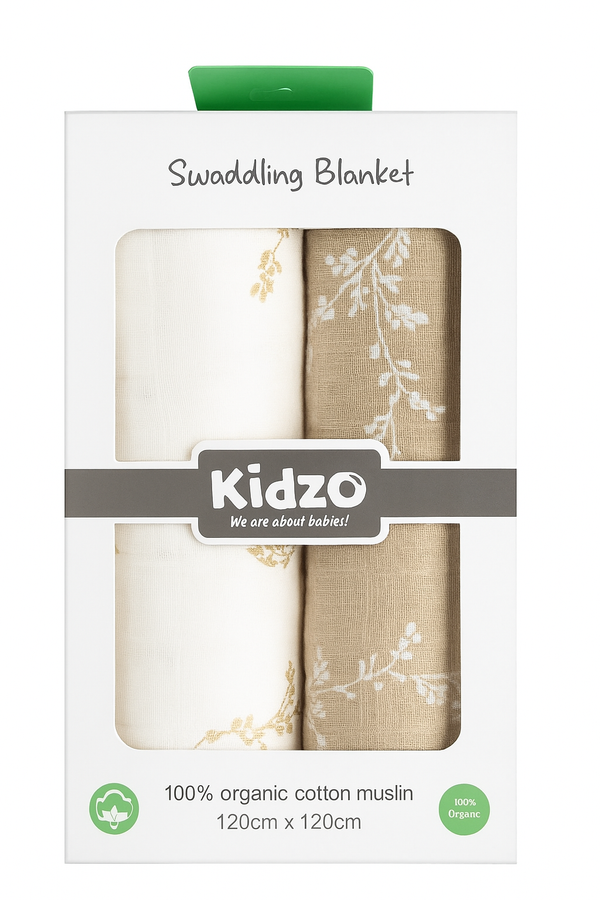 Pack of 2 Organic Muslin Wrapping Sheets 120x120 cm – Soft Cotton Swaddles for Babies 0-6 Months in Pakistan