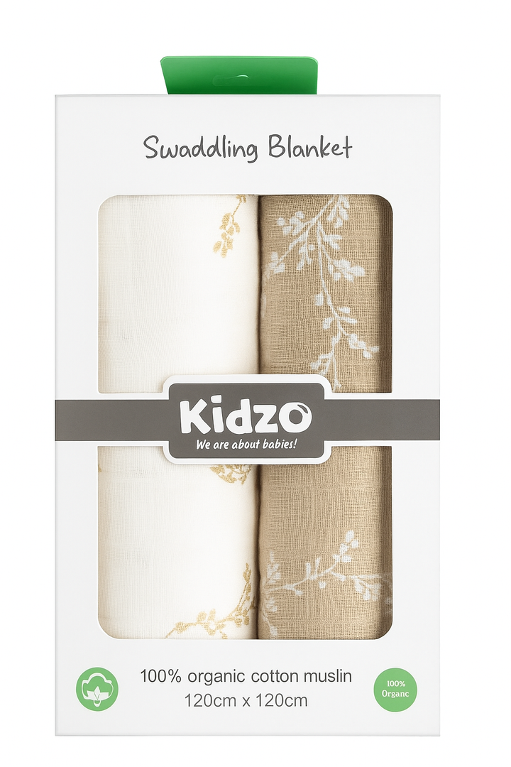 Pack of 2 Organic Muslin Wrapping Sheets 120x120 cm – Soft Cotton Swaddles for Babies 0-6 Months in Pakistan