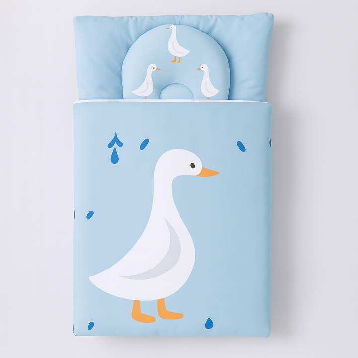 Velvet duck carry nest with pillow in blue – Babify Store