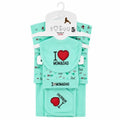 Mint green 5 Pcs I Love Mom and Dad baby starter set in soft interlock for newborn 0–3 months