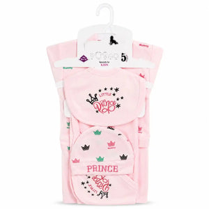 Baby pink 5 Pcs Little Prince baby starter set in soft interlock for newborn babies 0–3 months