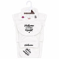 5 Pcs Welcome to the World newborn baby starter set with black embroidery for 0–3 months