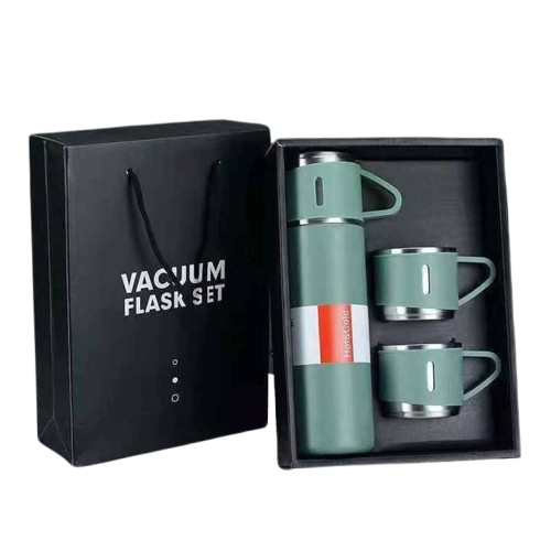 500ml 3-in-1 Stainless Steel Vacuum Thermos with 3 Cups