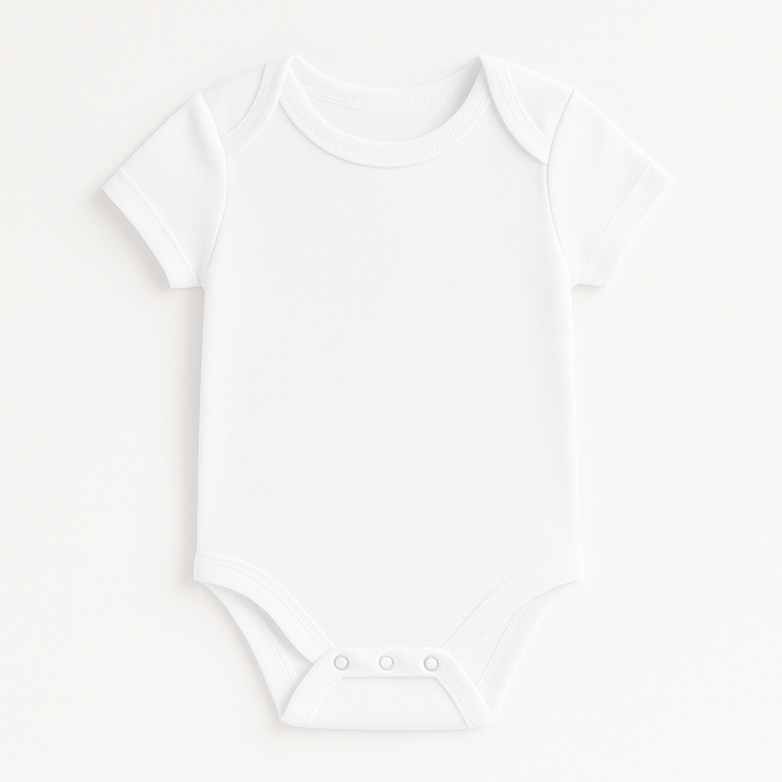 Pack of 3 Baby Bodysuits – Half Sleeves (White, 0-12 months)