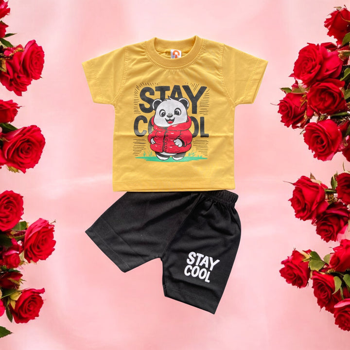 Soft cotton baby t-shirt and Short set, designed for comfort and snug fit for newborns.