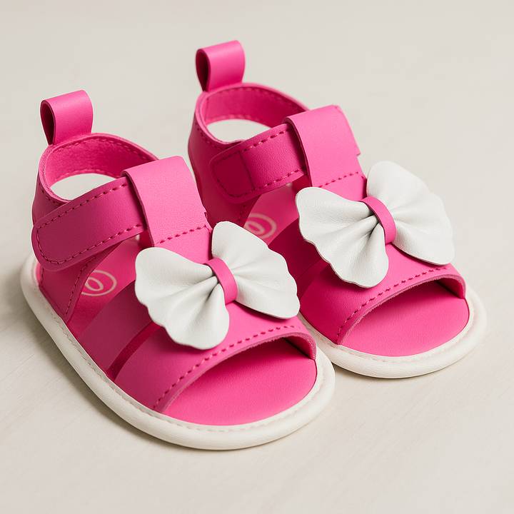 Pink Baby Bow Sandals – Soft Sole Stylish Shoes for Baby Girls 0–12 Months in Pakistan