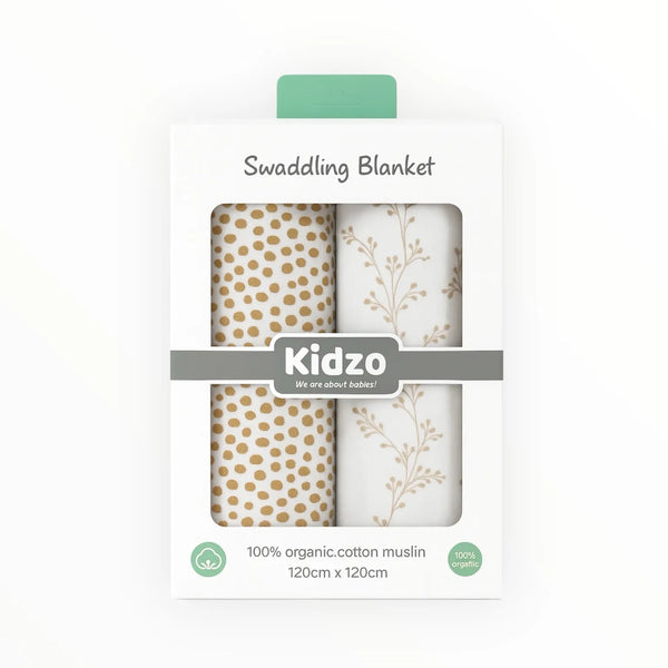 Pack of 2 – 100% Organic Cotton Muslin Wrapping Sheets 120x120 cm