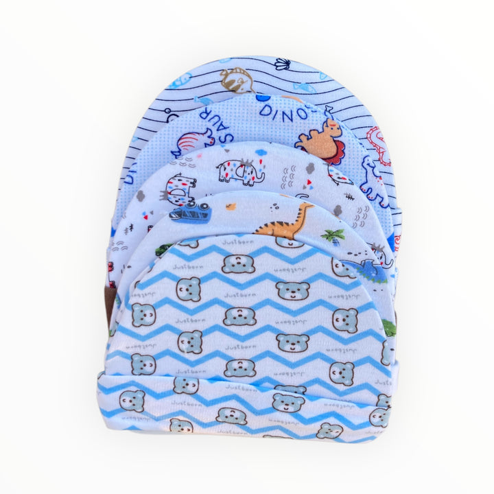 Pack of 5 Unisex Cotton Baby Caps (0-6 Months) – Soft, Breathable & Comfortable