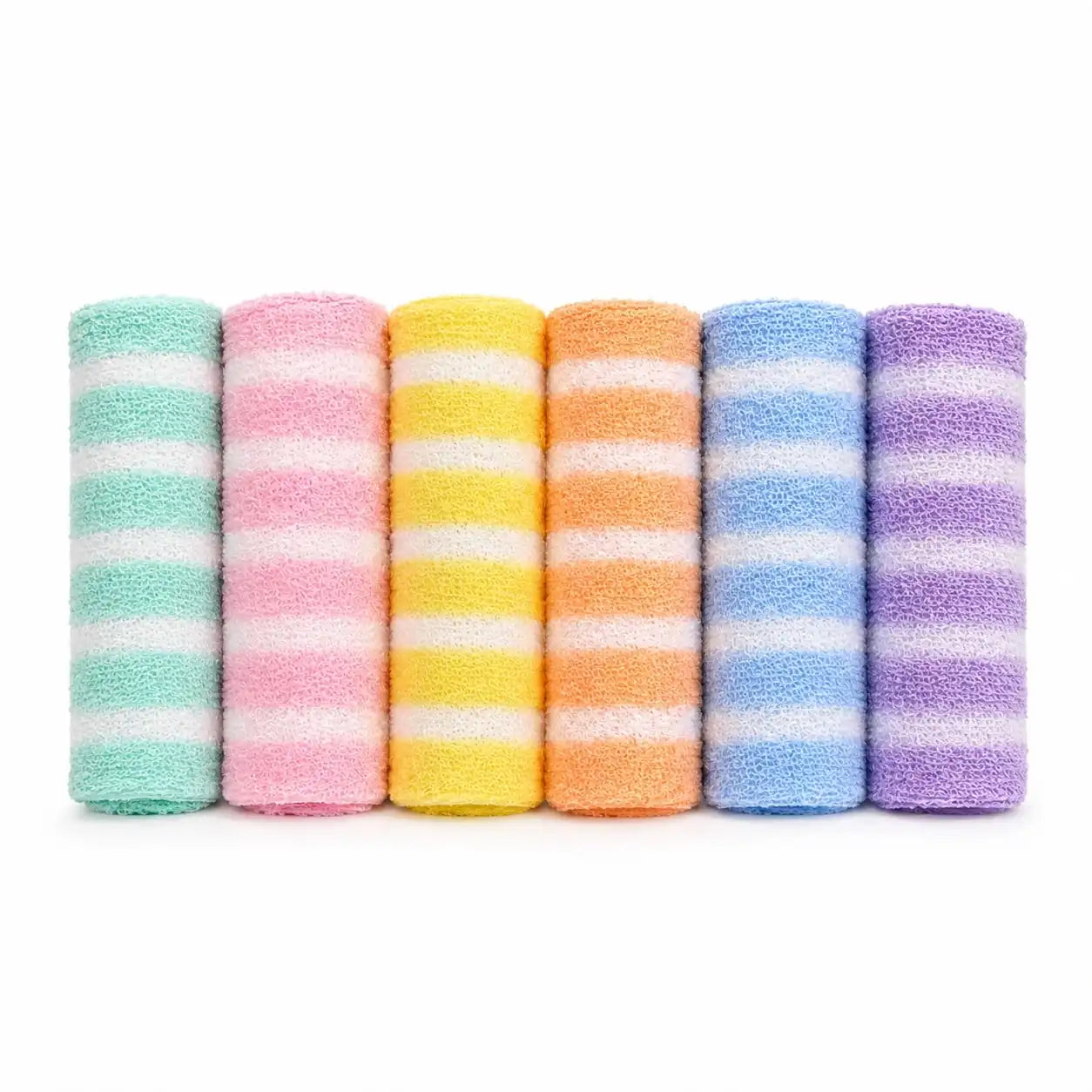 6 Pcs Soft Cotton Baby Wash Cloth Set – Striped Design