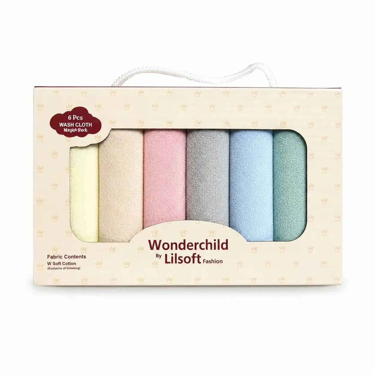 6 Pcs Soft Cotton Baby Wash Cloth Set – Assorted Colors