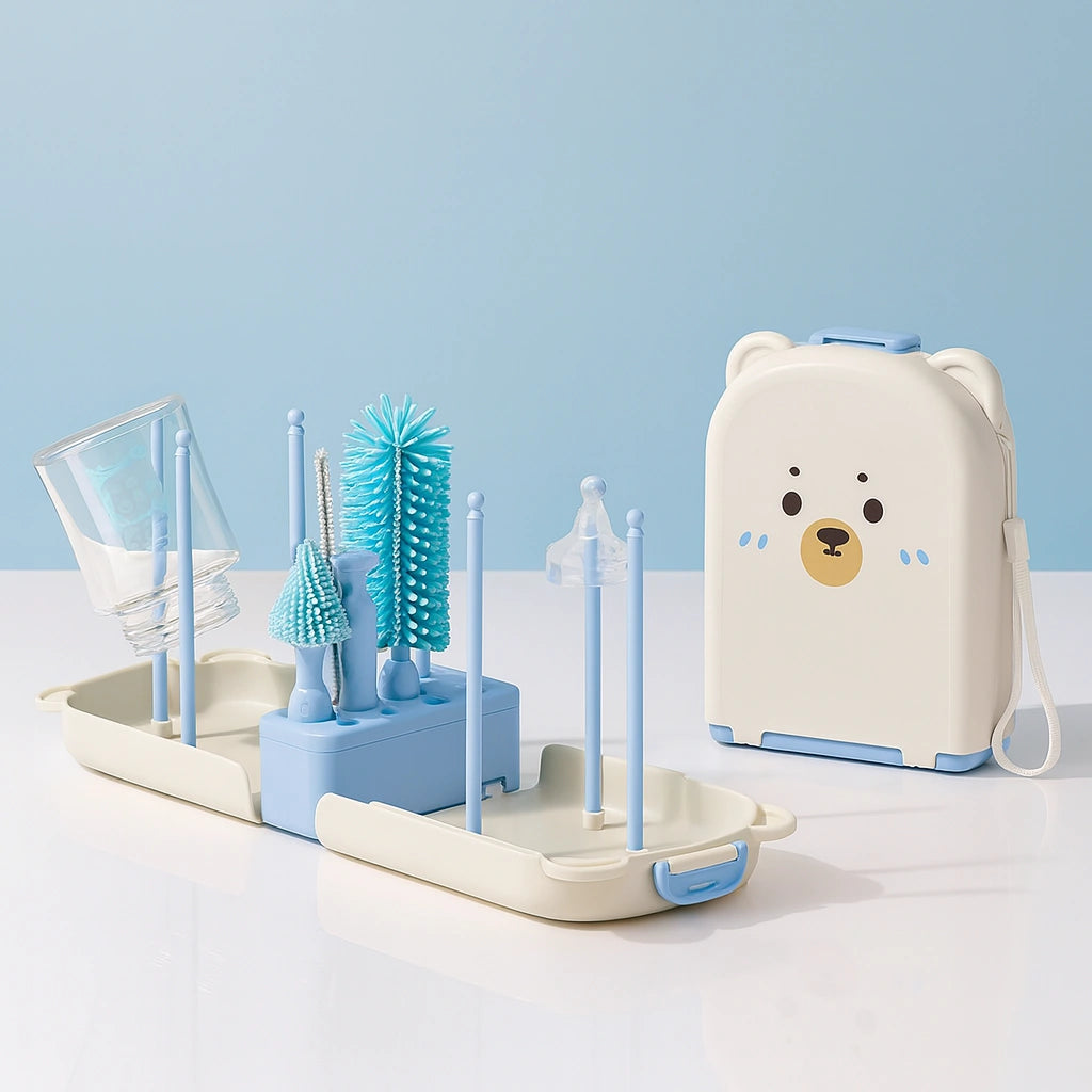 Baby Bottle Cleaning Travel Kit Bear Design – 7-in-1 Portable Brush Set Online in Pakistan
