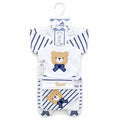 Blue baby bear design 7-piece cotton starter set with matching newborn essentials