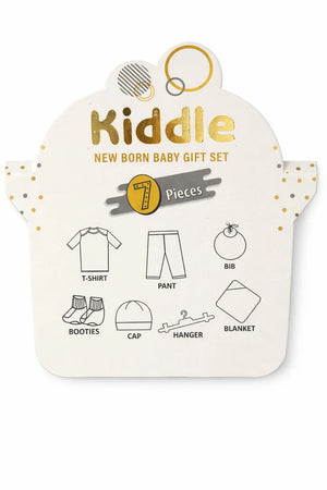 7 Pcs Newborn Baby Starter Set Packaging with Soft Cotton Clothing Essentials for 0 to 3 Months