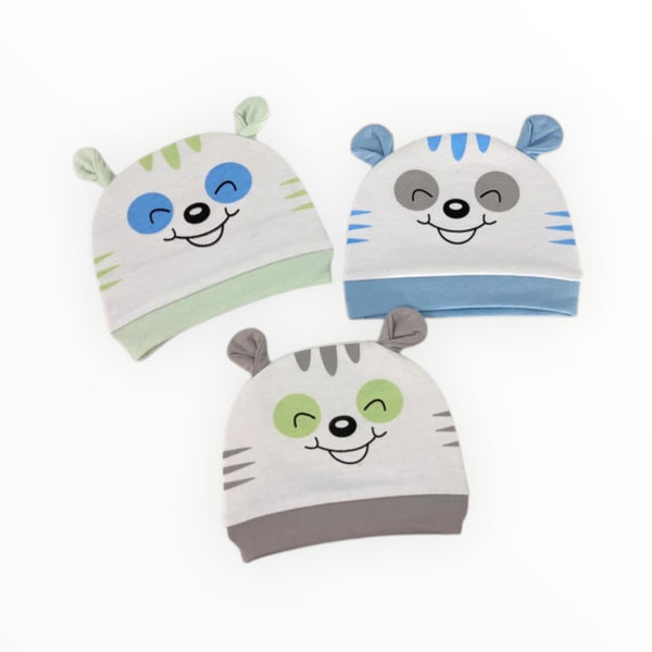 Pack of 3 soft and snug baby caps for warmth and protection
