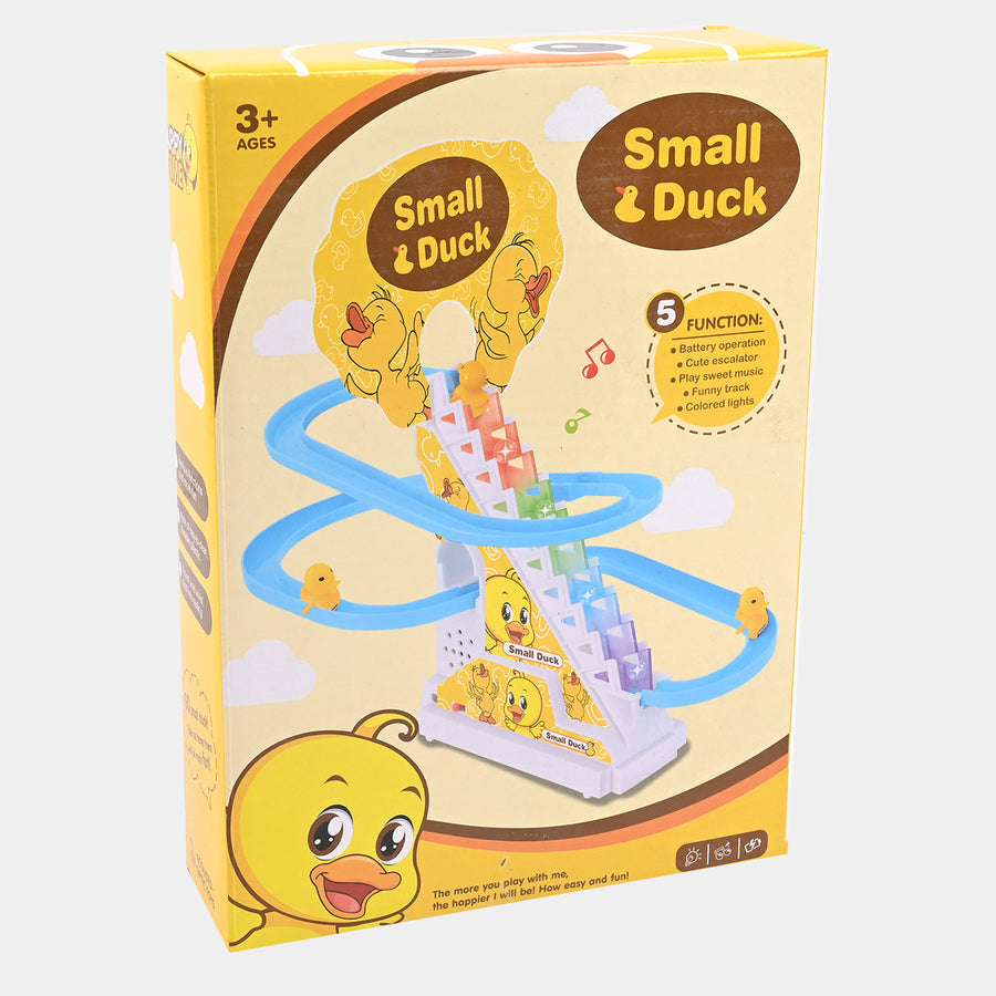 Duck Climbing Stairs Electric Track Slide Music Lighting Puzzle Toy