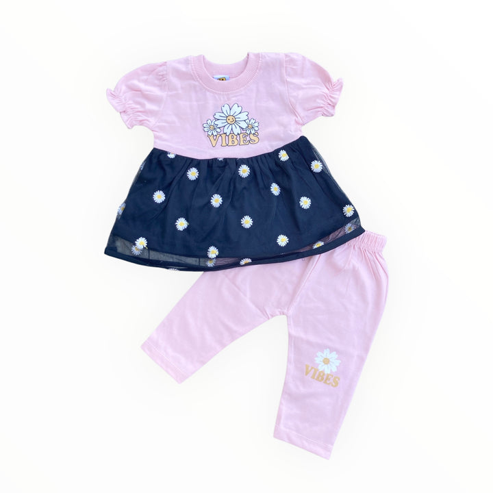 Baby soft cotton frock and pajama set, perfect for comfort and everyday wear.