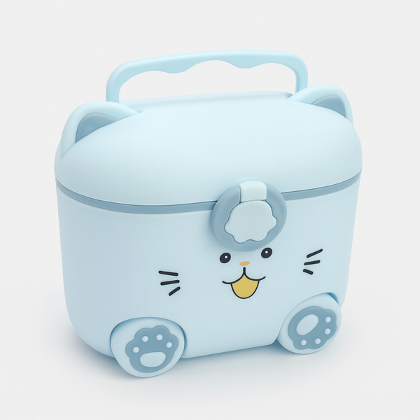 Blue cat-shaped baby milk powder storage box 180g – Babify Store Pakistan