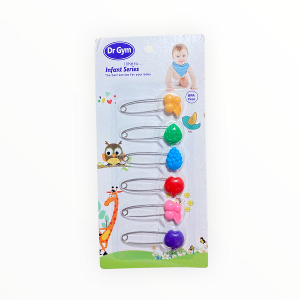 Set of colorful, locking baby safety pins made from durable stainless steel, perfect for securing baby cloth diapers.