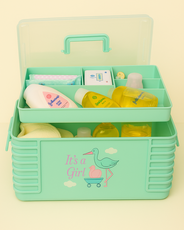 Multi-purpose baby storage accessories box for diapers, wipes, clothes & toys