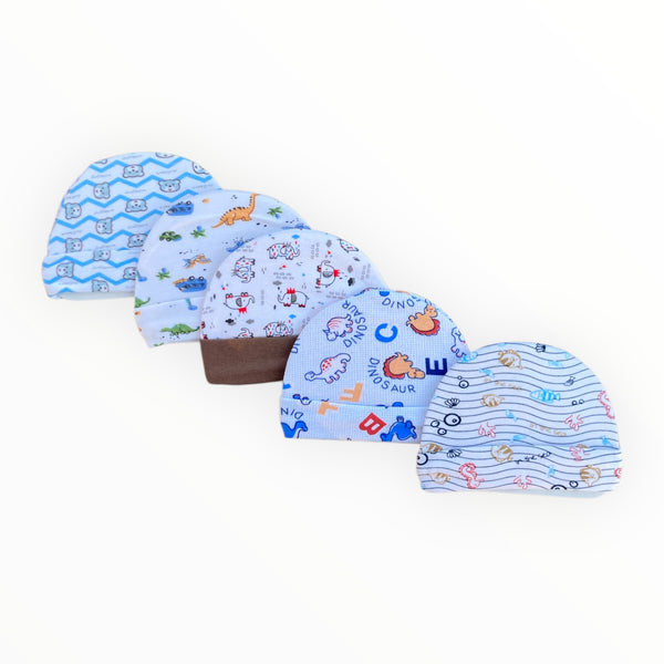 Pack of 5 Unisex Cotton Baby Caps (0-6 Months) – Soft, Breathable & Comfortable