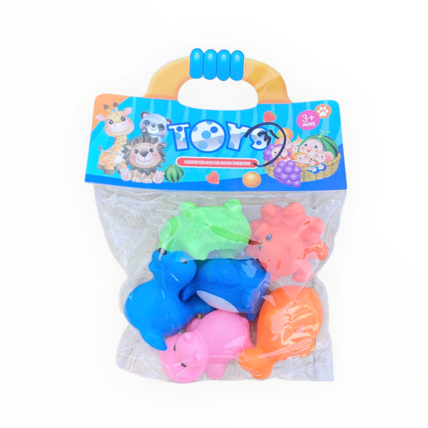 Pack of 6 Multi-Color Rubber Soft Toys with Sound – Safe & Fun for Babies
