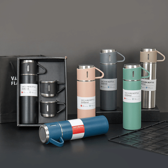 500ml 3-in-1 Stainless Steel Vacuum Thermos with 3 Cups