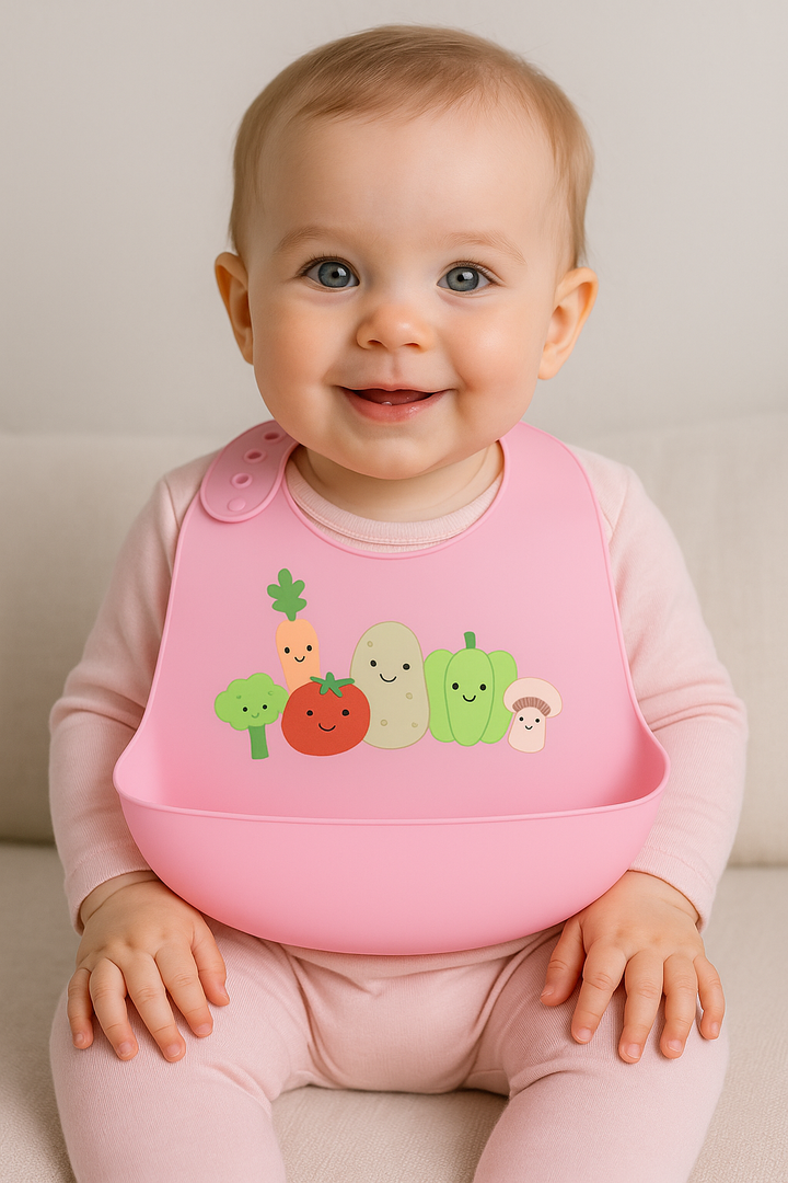 Silicone baby bib with food catcher waterproof feeding bib cute design (Need My Space, Miso Cute, Holy Guacamole, Be Brave, Cool, Veggie print)