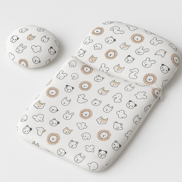 Baby carry nest with cute animal print and matching pillow (0-6 months)