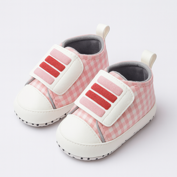 Soft striped baby shoes pink