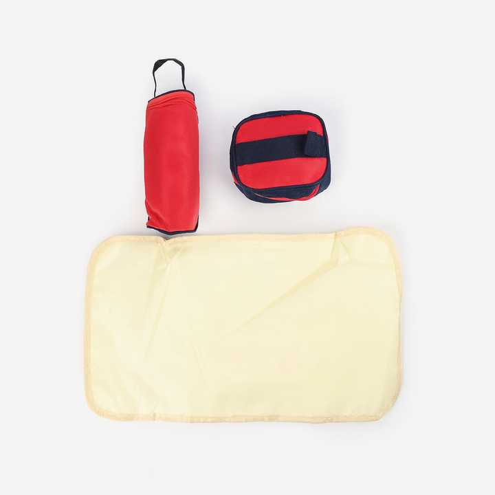 Chicco 5 pcs mummy bag set with diaper bags, bottle holder, pouch & changing mat – red & beige variants