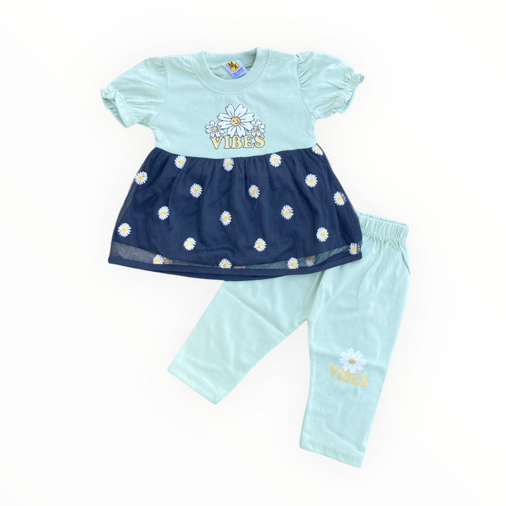 Baby soft cotton frock and pajama set, perfect for comfort and everyday wear.