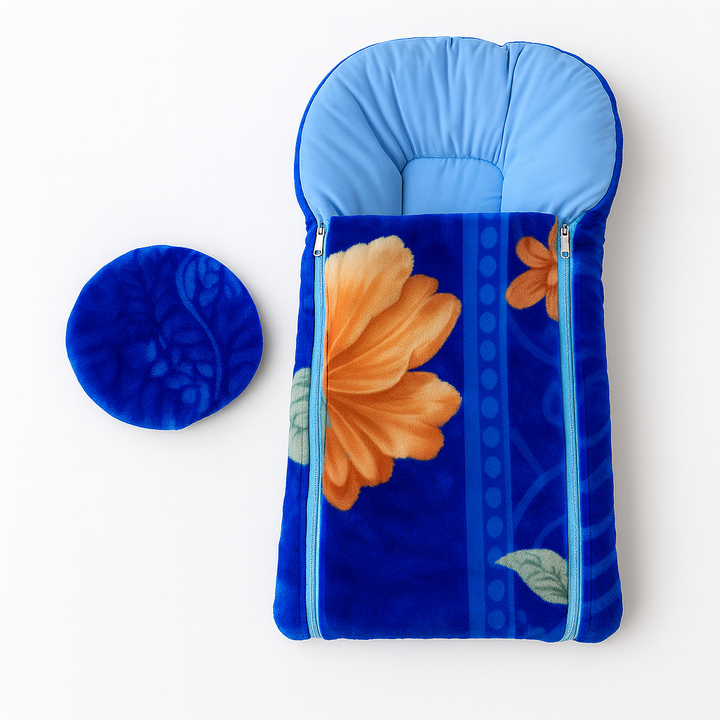 Baby Blanket Carry Nest 2-in-1 Blue – Soft Cozy Portable Newborn Sleeping Nest in Pakistan