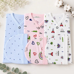 Pastel baby cotton shirt, shorts and cap sets for newborns aged 0–3 months