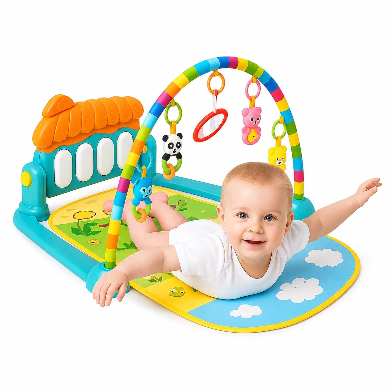 Baby Piano Fitness Rack Play Gym with Music & Lights