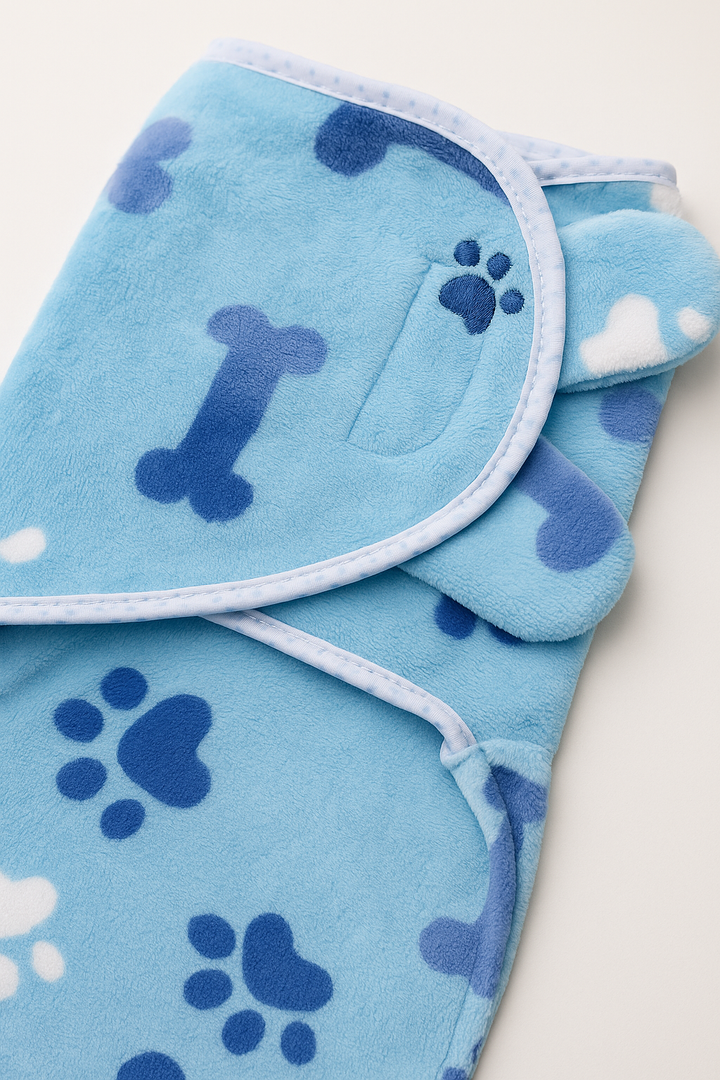 Soft fleece baby swaddle wrap in blue color for newborns
