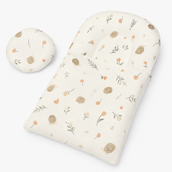 Baby carry nest with pillow floral print – soft, breathable, and portable