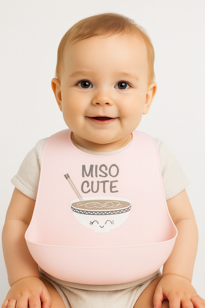 Silicone baby bib with food catcher waterproof feeding bib cute design (Need My Space, Miso Cute, Holy Guacamole, Be Brave, Cool, Veggie print)