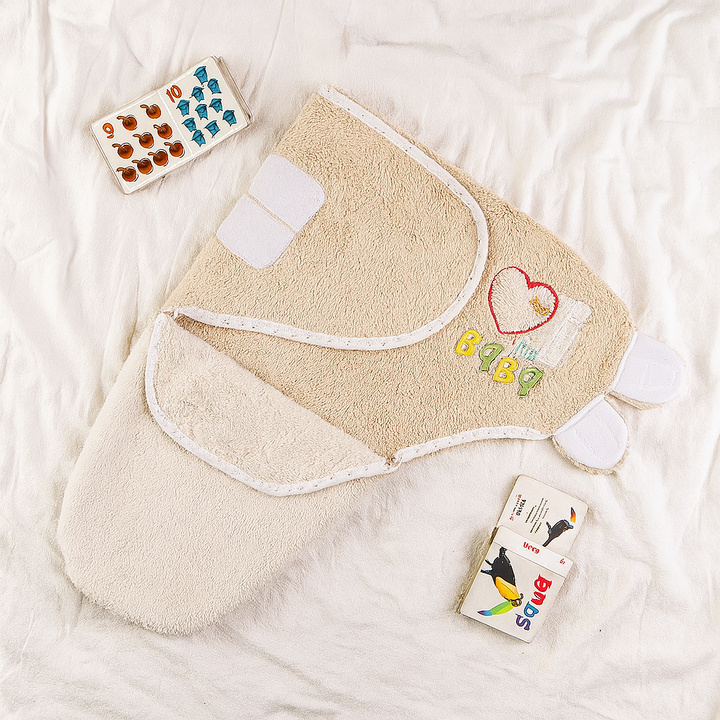 Newborn baby swaddle wrap fleece with Velcro closure and embroidery