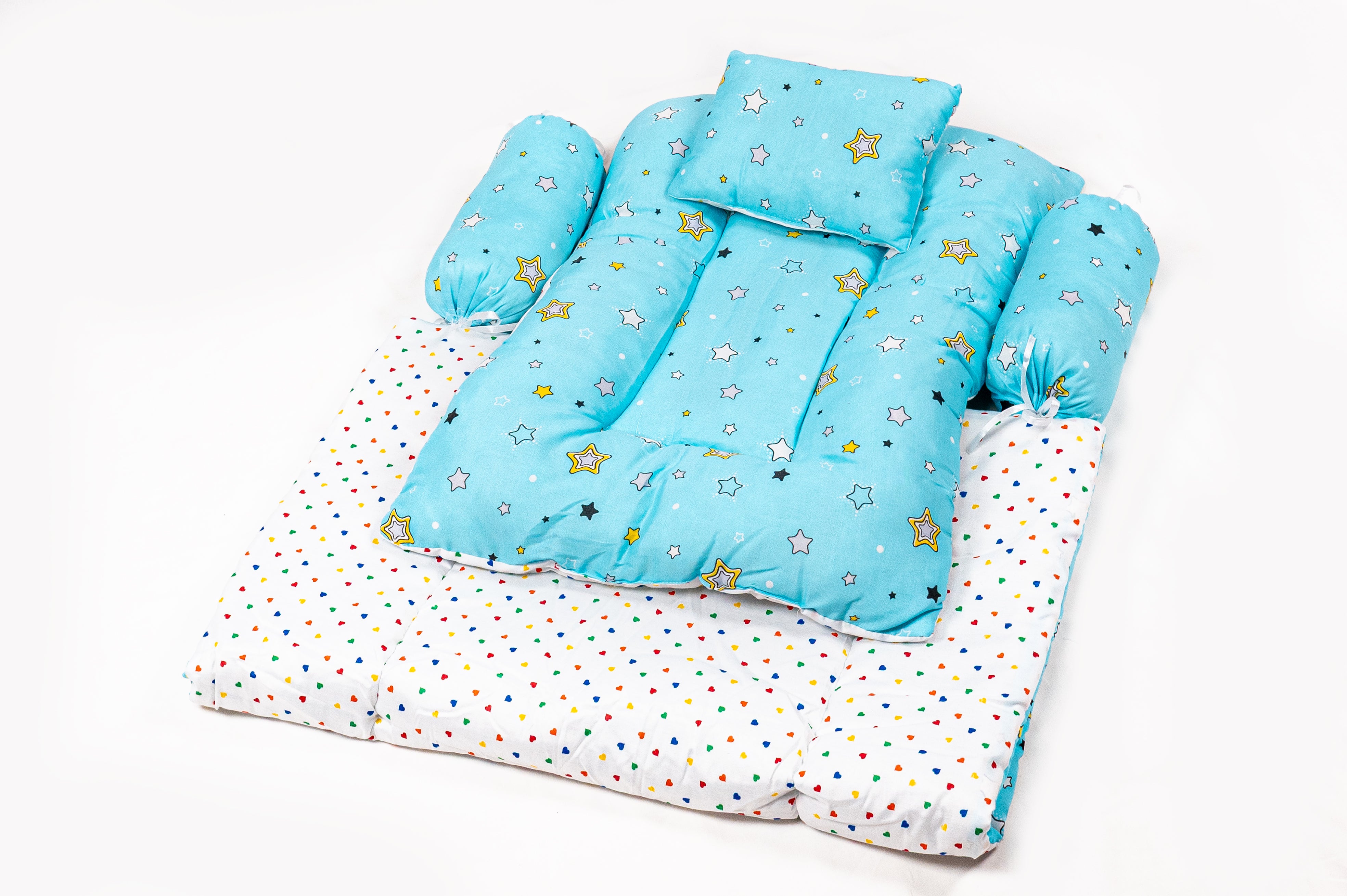 8 piece baby bedding set with mosquito net and blanket star print sky blue
