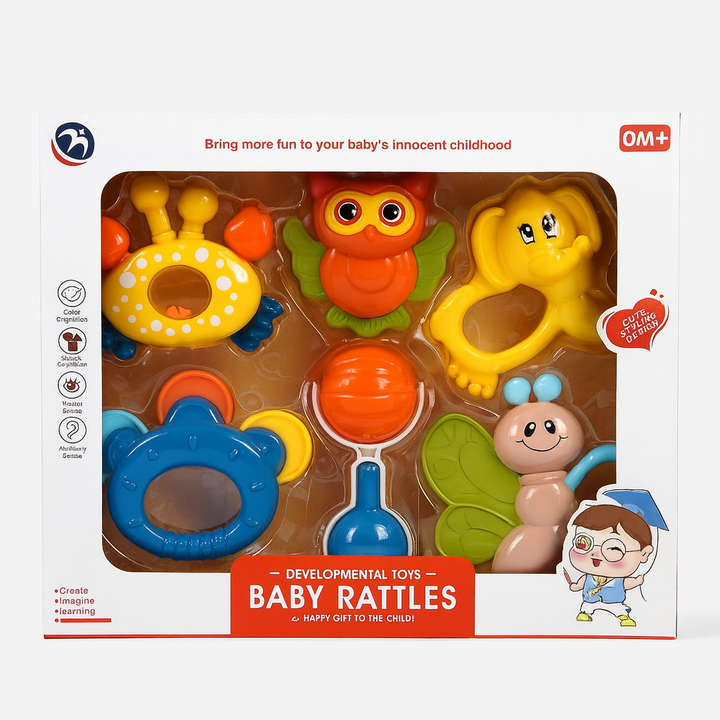 Developmental baby rattles 6 pcs set colorful infant toys 0 months plus sensory development