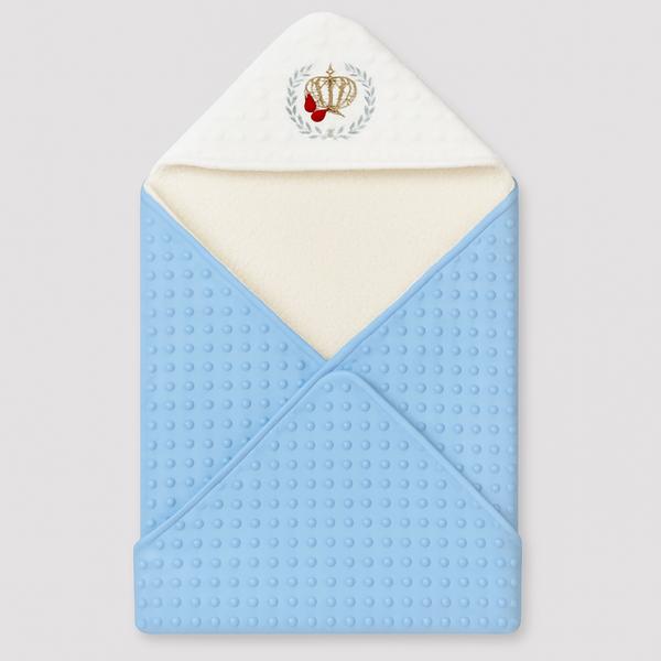 Velvet Swaddling Blanket with Hood – Poppy Dot Velvet & Fleece Inside