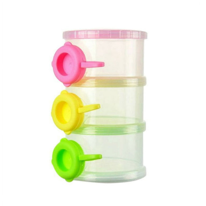 BPA-free, stackable baby milk powder container with separate compartments for easy portioning. Ideal for travel and on-the-go feeding.