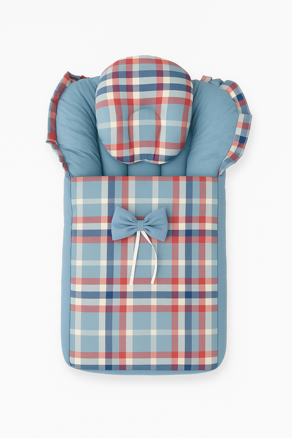 Baby Carry Nest with Pillow – Dual Zip Checkered Soft Stylish Newborn Sleeping Nest in Pakistan